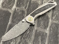 SixLeaf SL-108-CF-Black Folding Knife Damascus Blade Titanium/CF Handle Pocket Knife