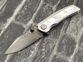 SixLeaf SL-106-DLC-Shell Folding Knife Damascus Blade Titanium+mother of pearl Handle Pocket Knife