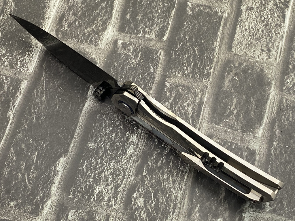 SixLeaf SL-106-DLC-Shell Folding Knife Damascus Blade Titanium+mother of pearl Handle Pocket Knife