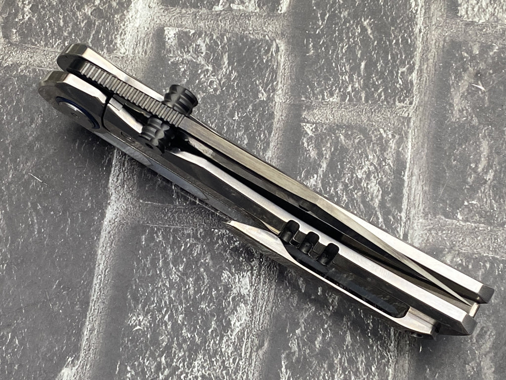SixLeaf SL-106-DLC-Shell Folding Knife Damascus Blade Titanium+mother of pearl Handle Pocket Knife