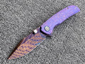 Sixleaf SL-111 Folding Knife Forging Damascus Blade Crystallized Titanium Handle Pocket Knife