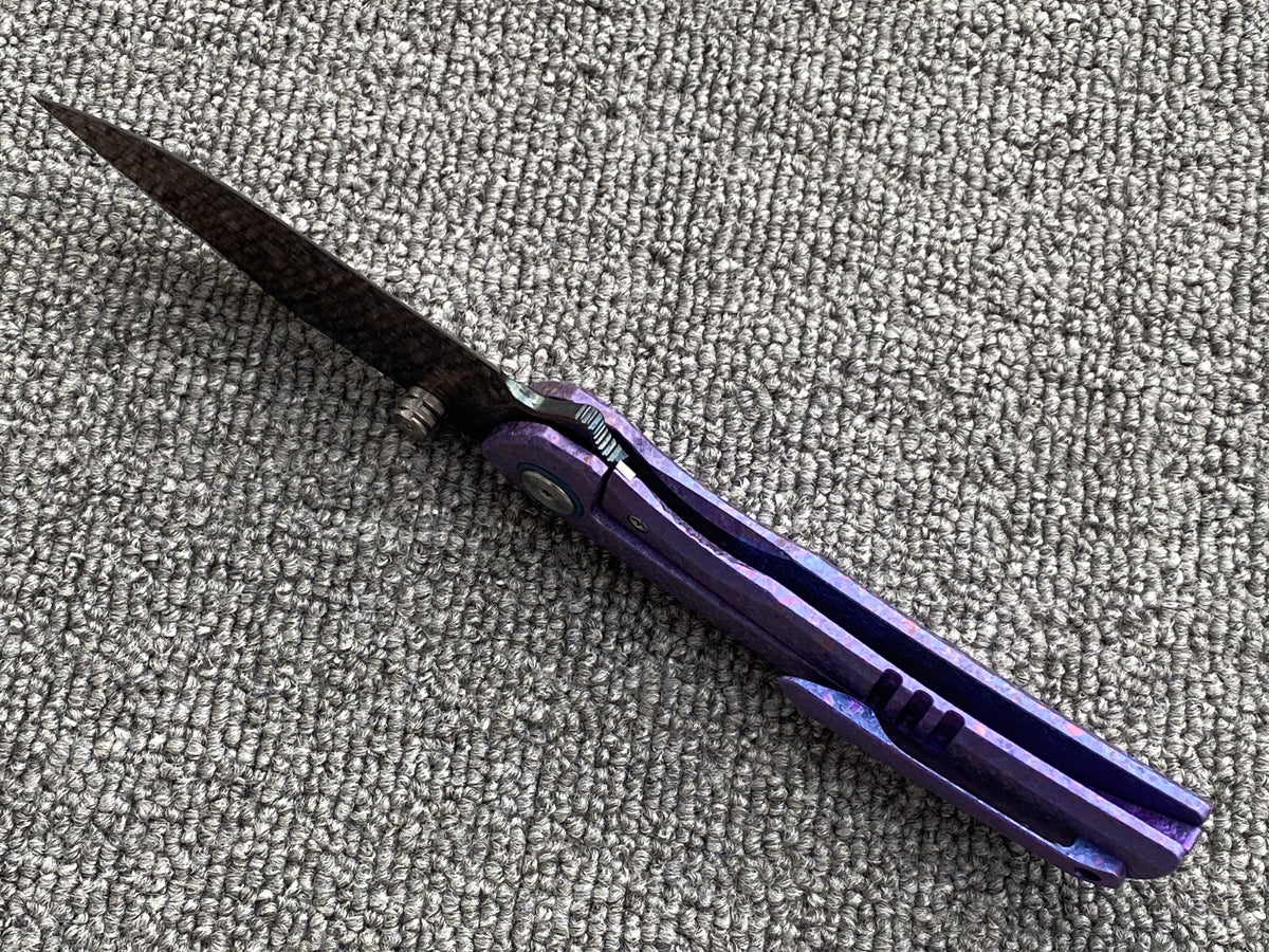 Sixleaf SL-111 Folding Knife Forging Damascus Blade Crystallized Titanium Handle Pocket Knife