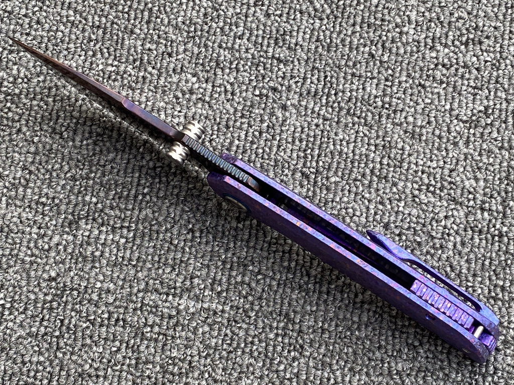 Sixleaf SL-111 Folding Knife Forging Damascus Blade Crystallized Titanium Handle Pocket Knife