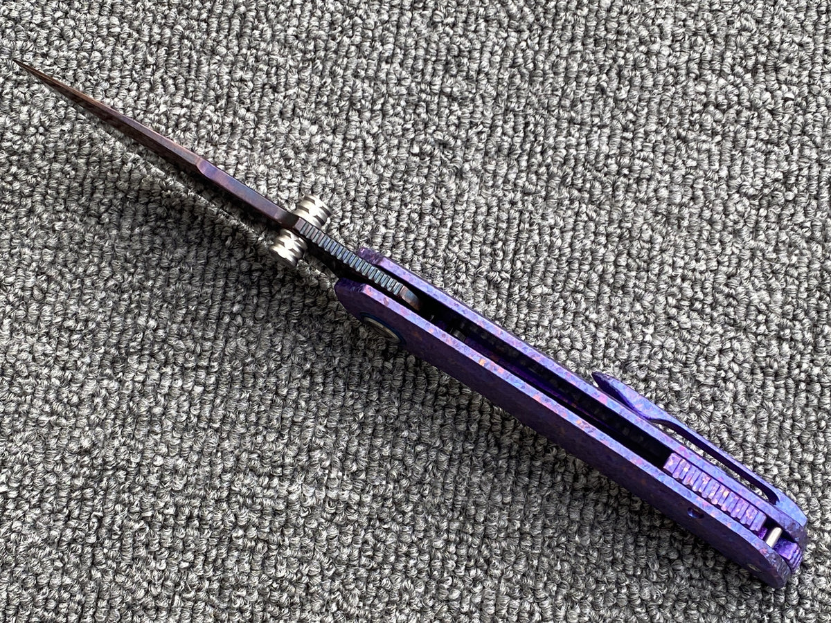 Sixleaf SL-111 Folding Knife Forging Damascus Blade Crystallized Titanium Handle Pocket Knife