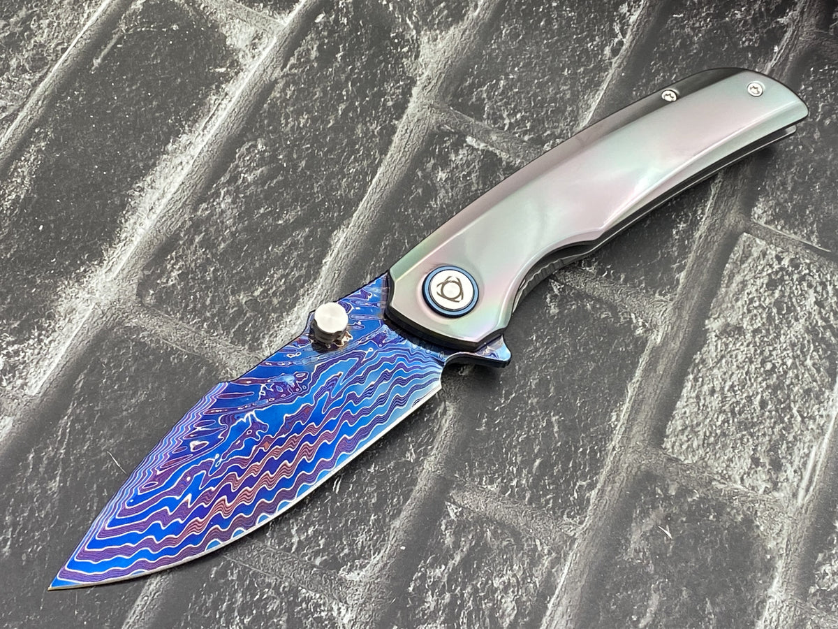 Sixleaf SL-111-FD-Zirconium Folding Knife Forging Damascus Blade Zirconium Handle Pocket Knife
