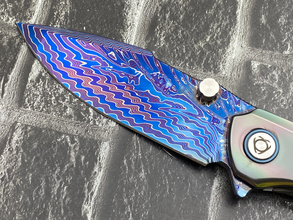 Sixleaf SL-111-FD-Zirconium Folding Knife Forging Damascus Blade Zirconium Handle Pocket Knife