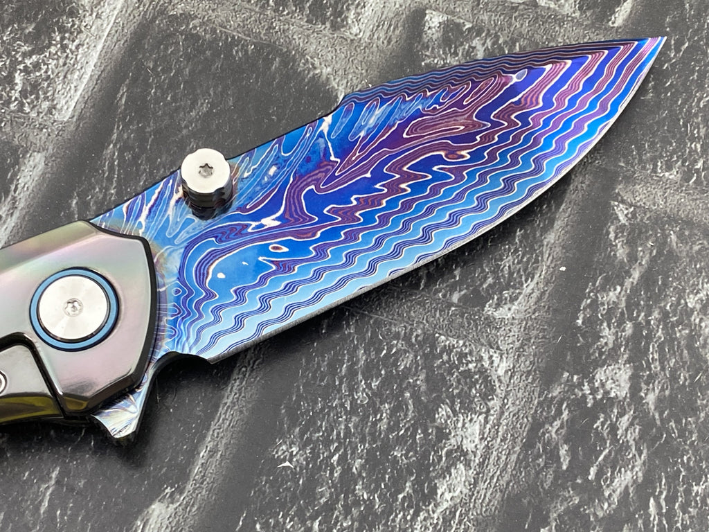 Sixleaf SL-111-FD-Zirconium Folding Knife Forging Damascus Blade Zirconium Handle Pocket Knife