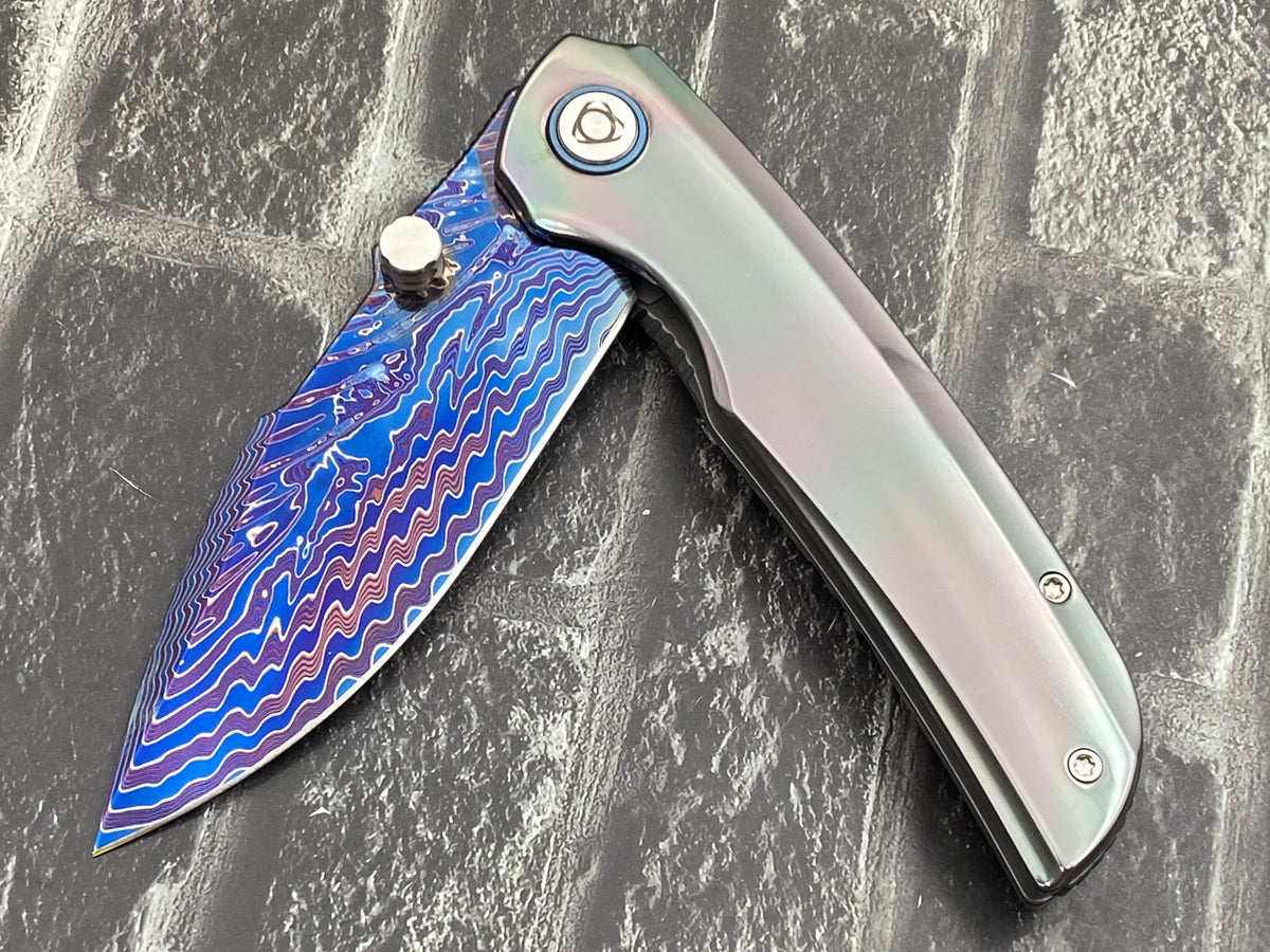 Sixleaf SL-111-FD-Zirconium Folding Knife Forging Damascus Blade Zirconium Handle Pocket Knife