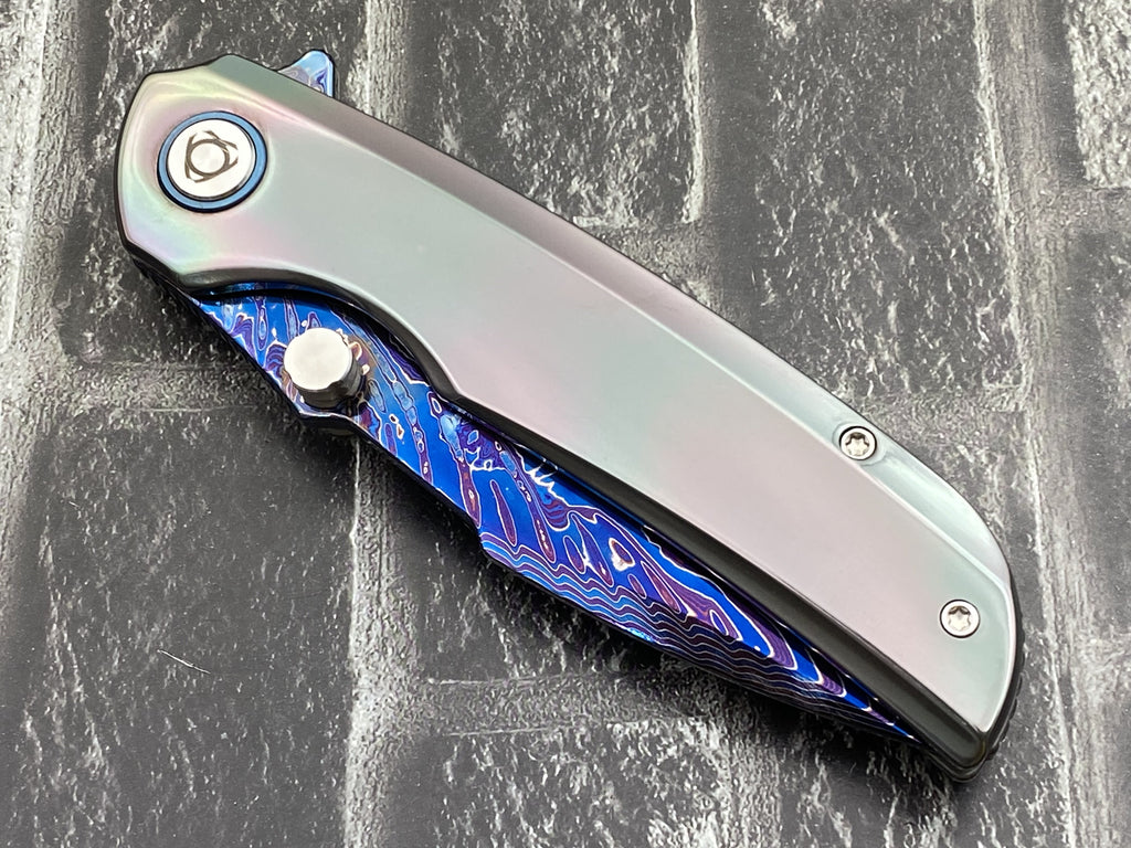 Sixleaf SL-111-FD-Zirconium Folding Knife Forging Damascus Blade Zirconium Handle Pocket Knife