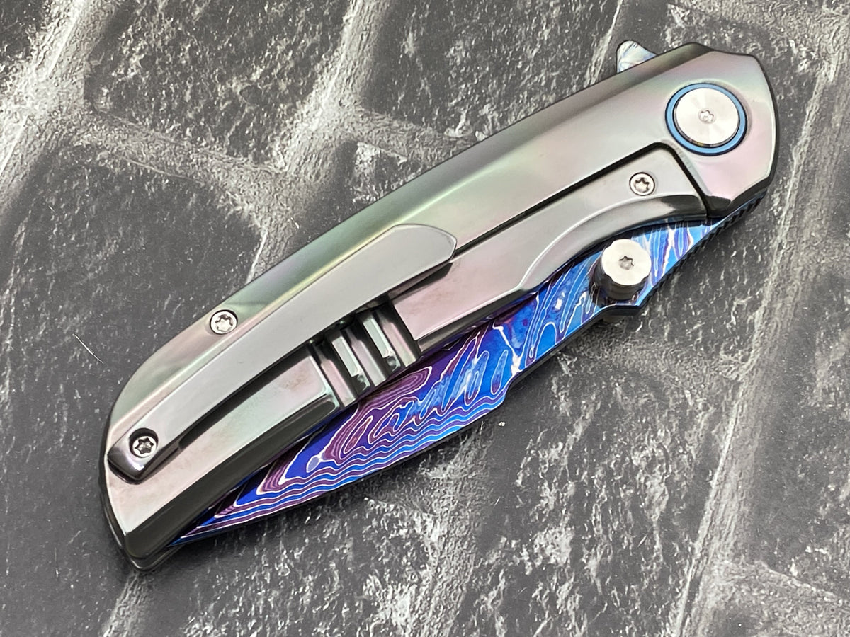 Sixleaf SL-111-FD-Zirconium Folding Knife Forging Damascus Blade Zirconium Handle Pocket Knife