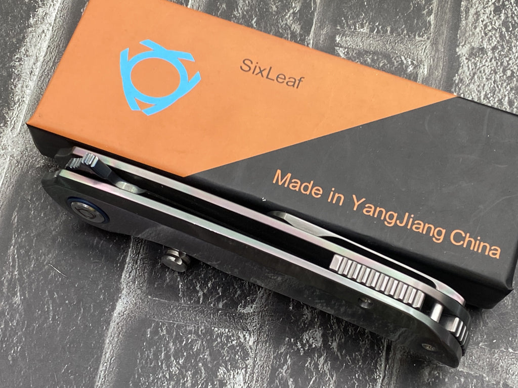 Sixleaf SL-111-FD-Zirconium Folding Knife Forging Damascus Blade Zirconium Handle Pocket Knife