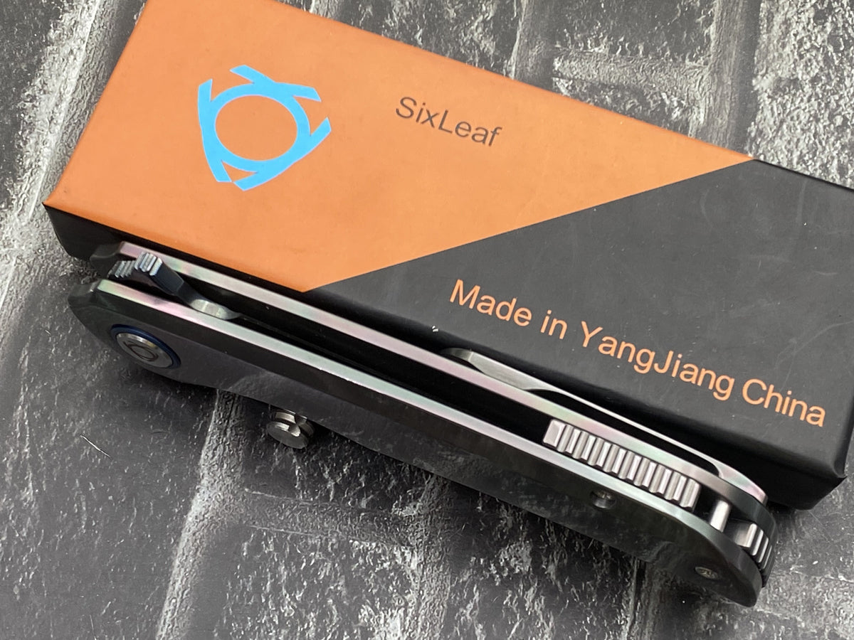 Sixleaf SL-111-FD-Zirconium Folding Knife Forging Damascus Blade Zirconium Handle Pocket Knife