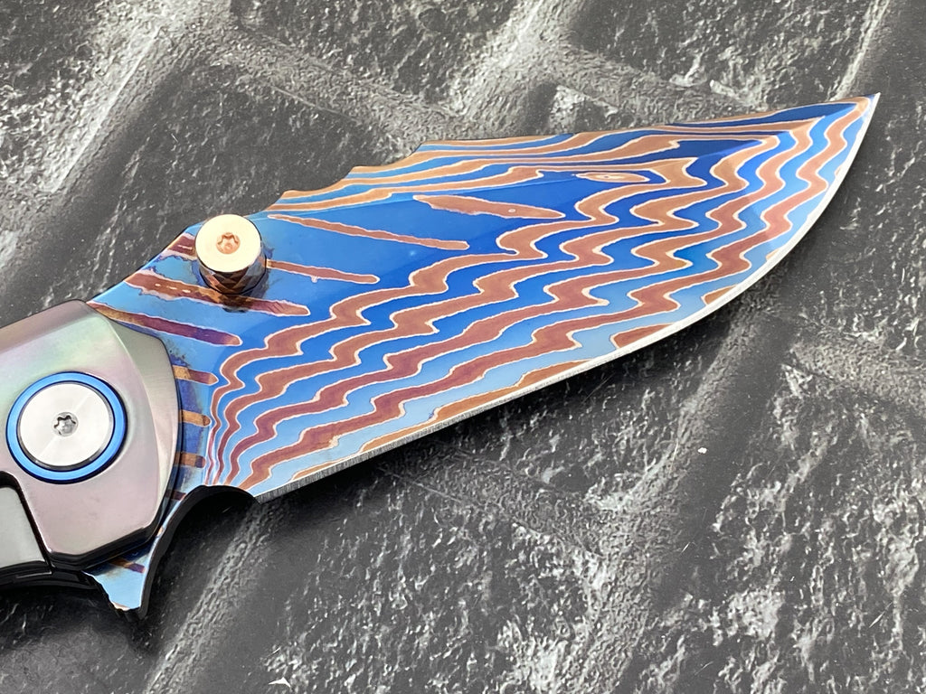 Sixleaf SL-115-FD-Zirconium-02 Folding Knife Forging Damascus Blade Zirconium Handle Pocket Knife