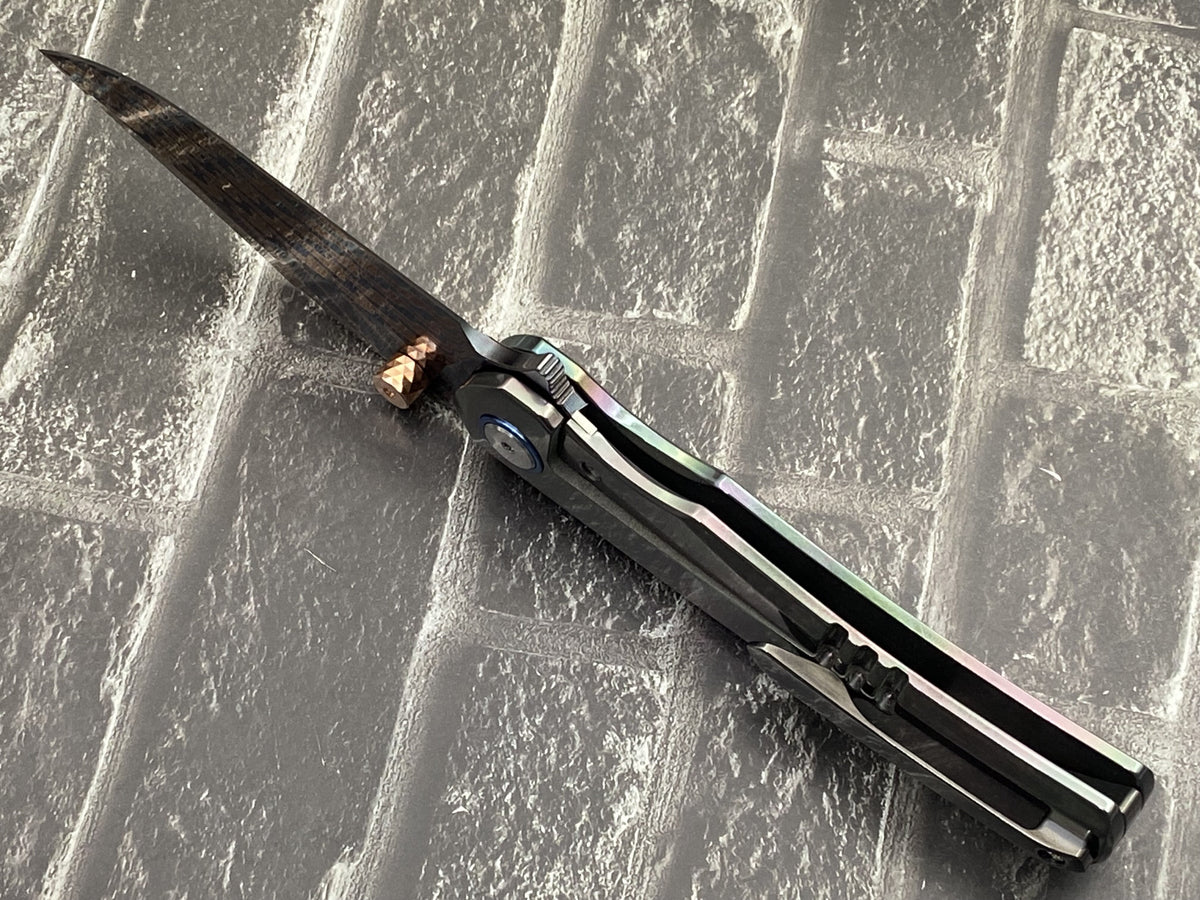 Sixleaf SL-115-FD-Zirconium-02 Folding Knife Forging Damascus Blade Zirconium Handle Pocket Knife
