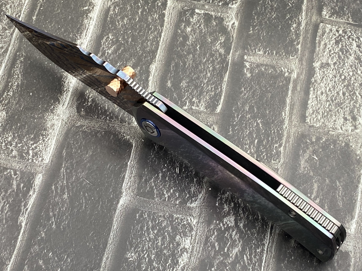 Sixleaf SL-115-FD-Zirconium-02 Folding Knife Forging Damascus Blade Zirconium Handle Pocket Knife