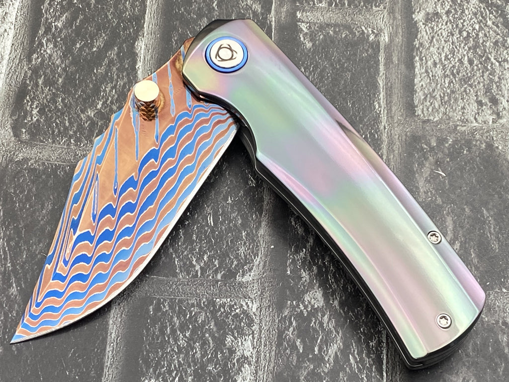 Sixleaf SL-115-FD-Zirconium-02 Folding Knife Forging Damascus Blade Zirconium Handle Pocket Knife