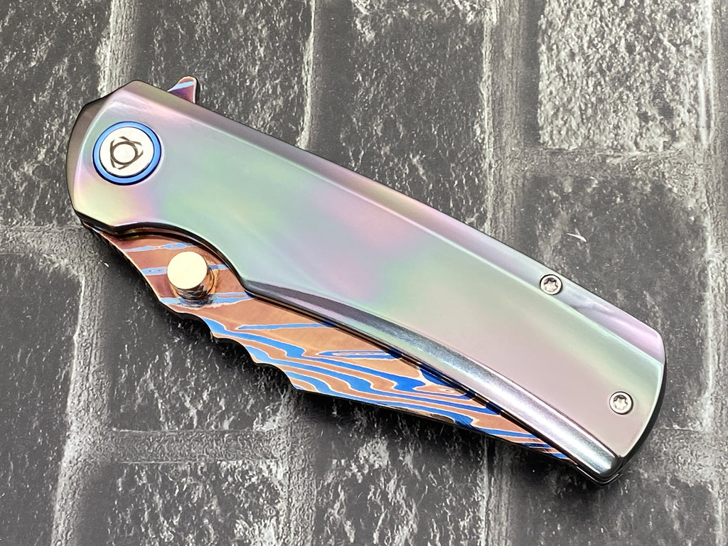 Sixleaf SL-115-FD-Zirconium-02 Folding Knife Forging Damascus Blade Zirconium Handle Pocket Knife
