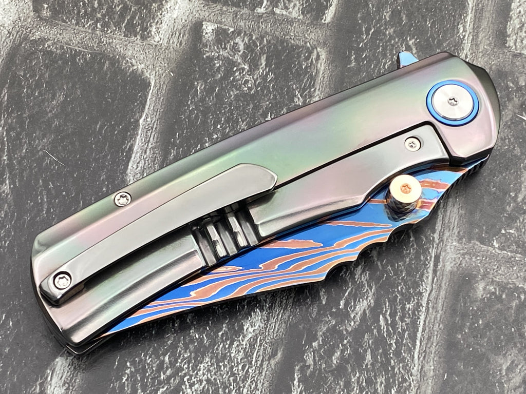 Sixleaf SL-115-FD-Zirconium-02 Folding Knife Forging Damascus Blade Zirconium Handle Pocket Knife