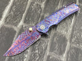 Sixleaf SL-115-01-ZirMa Folding Knife Feather pattern Damascus Blade Zirconium Damascus Handle Pocket Knife