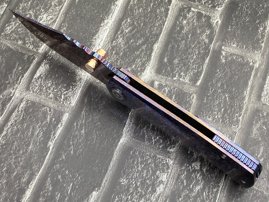 Sixleaf SL-115-01-ZirMa Folding Knife Feather pattern Damascus Blade Zirconium Damascus Handle Pocket Knife