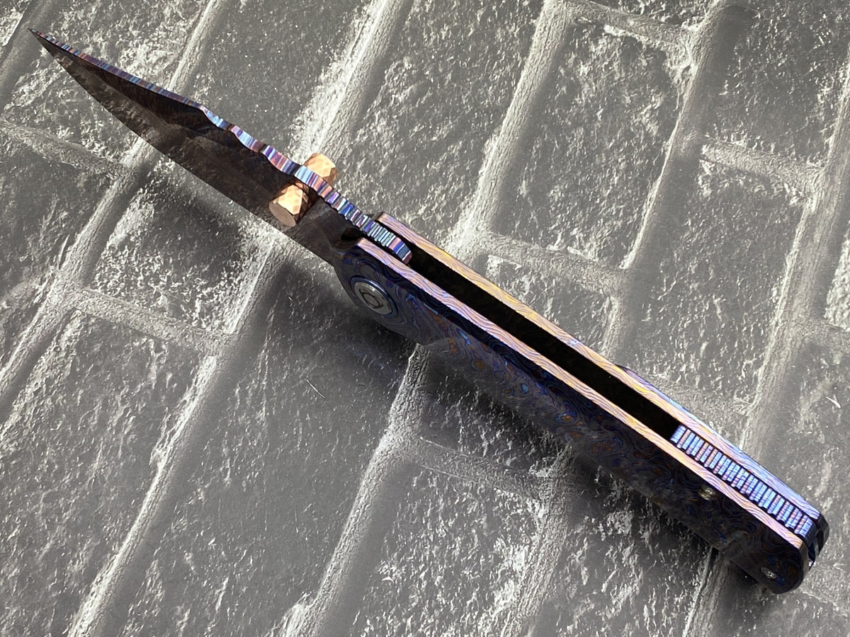 Sixleaf SL-115-01-ZirMa Folding Knife Feather pattern Damascus Blade Zirconium Damascus Handle Pocket Knife