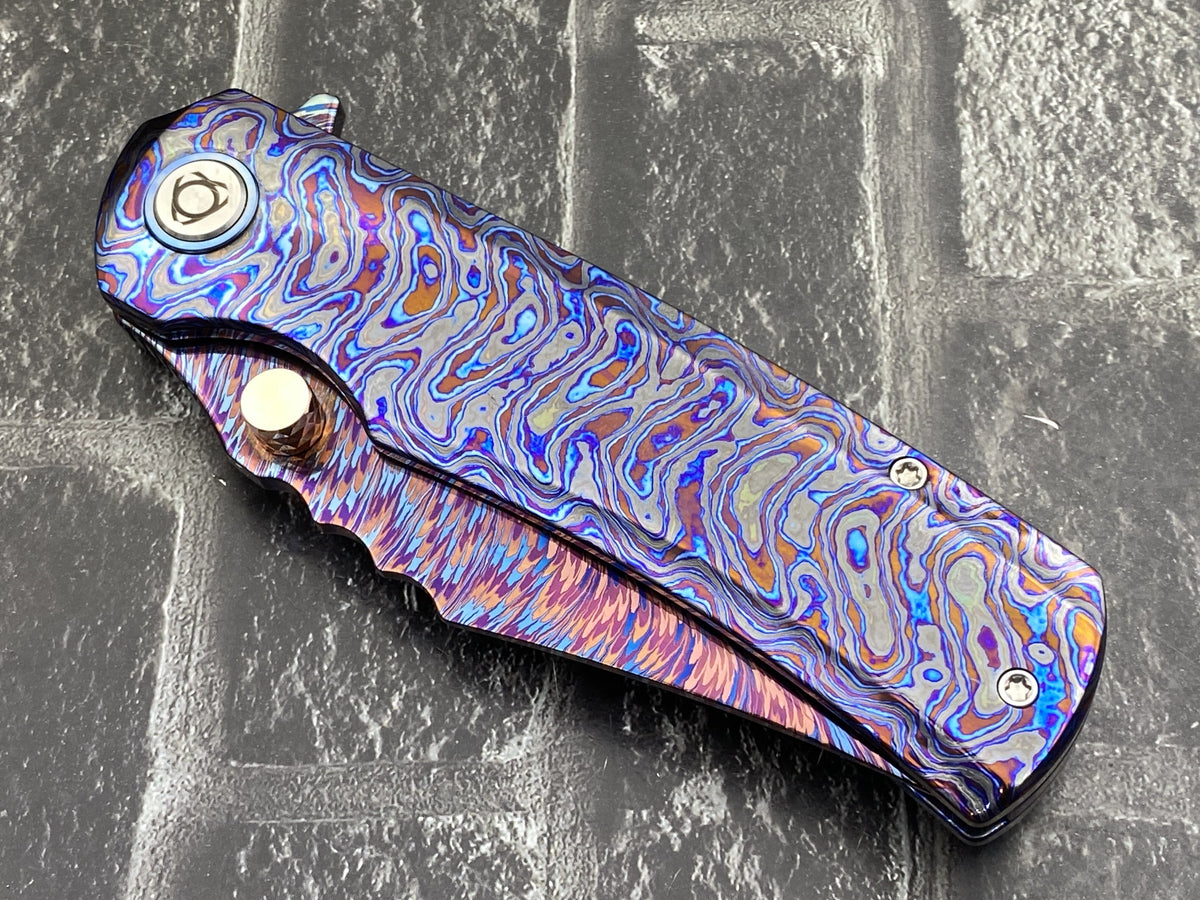 Sixleaf SL-115-01-ZirMa Folding Knife Feather pattern Damascus Blade Zirconium Damascus Handle Pocket Knife