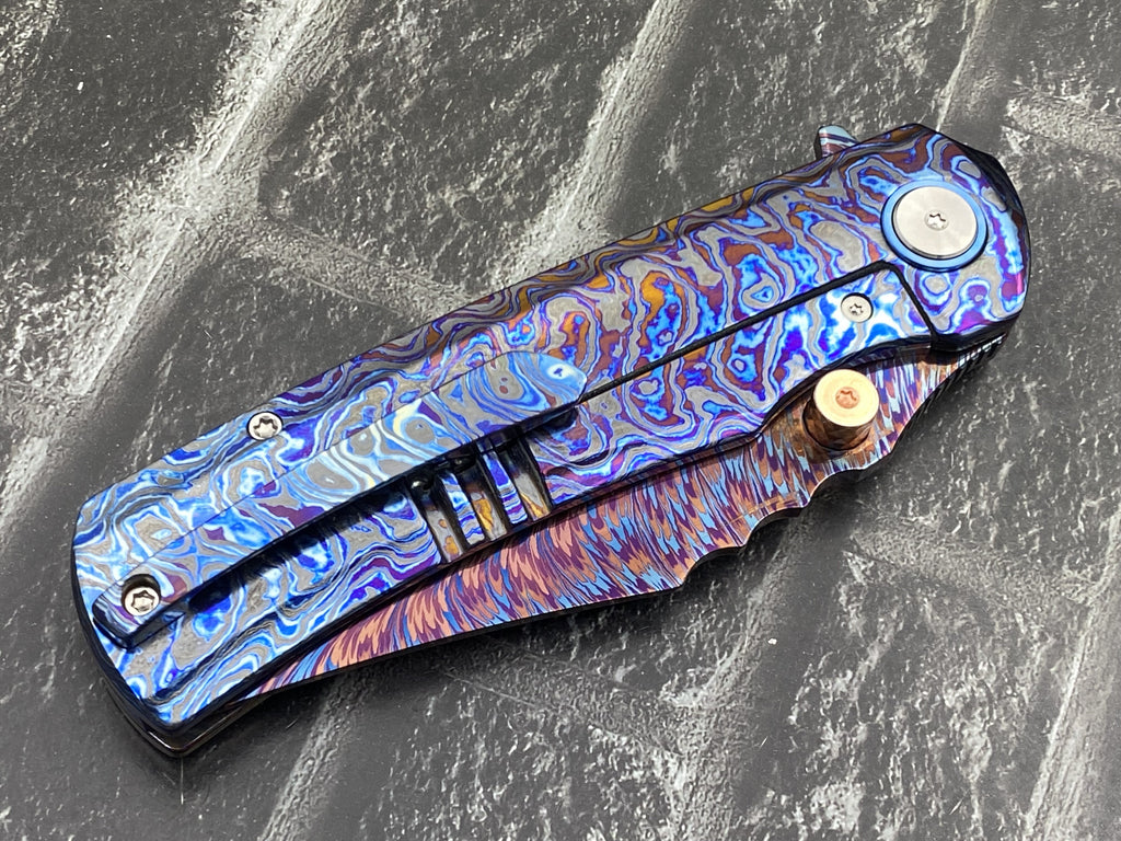 Sixleaf SL-115-01-ZirMa Folding Knife Feather pattern Damascus Blade Zirconium Damascus Handle Pocket Knife