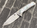 SixLeaf SL-104-shell Folding Knife Damascus Blade Titanium+mother of pearl Handle Pocket Knife