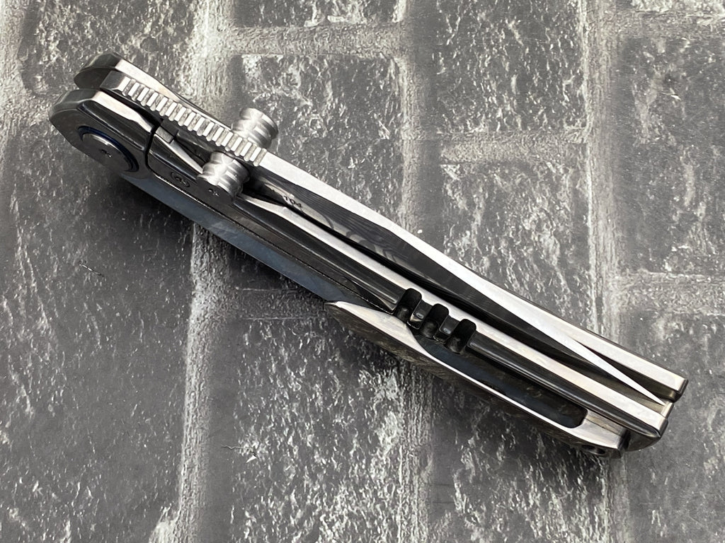 SixLeaf SL-104-shell Folding Knife Damascus Blade Titanium+mother of pearl Handle Pocket Knife