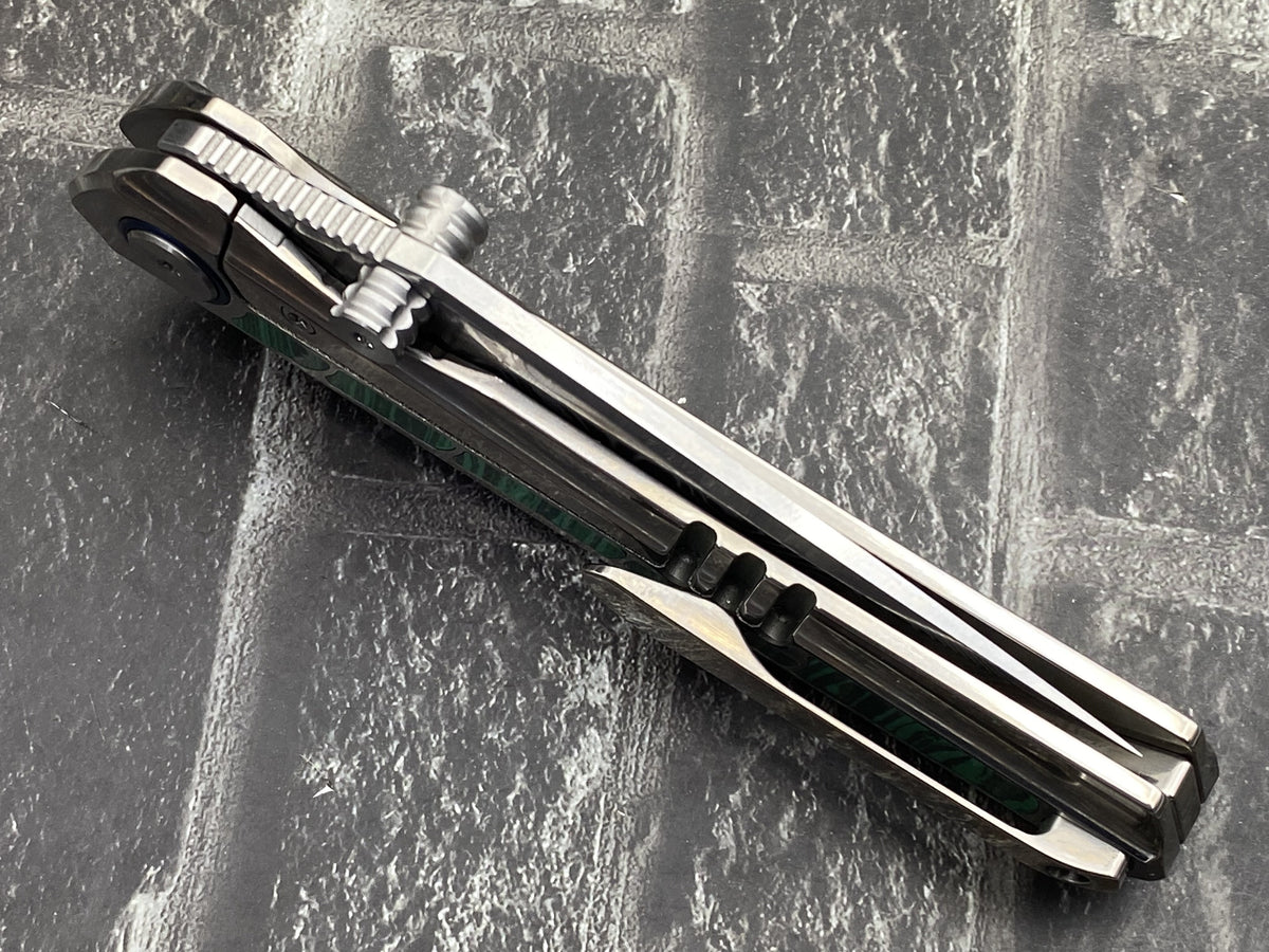 SixLeaf SL-95-Turquoise Folding Knife Damascus Blade Titanium/Turquoise Handle Pocket Knife